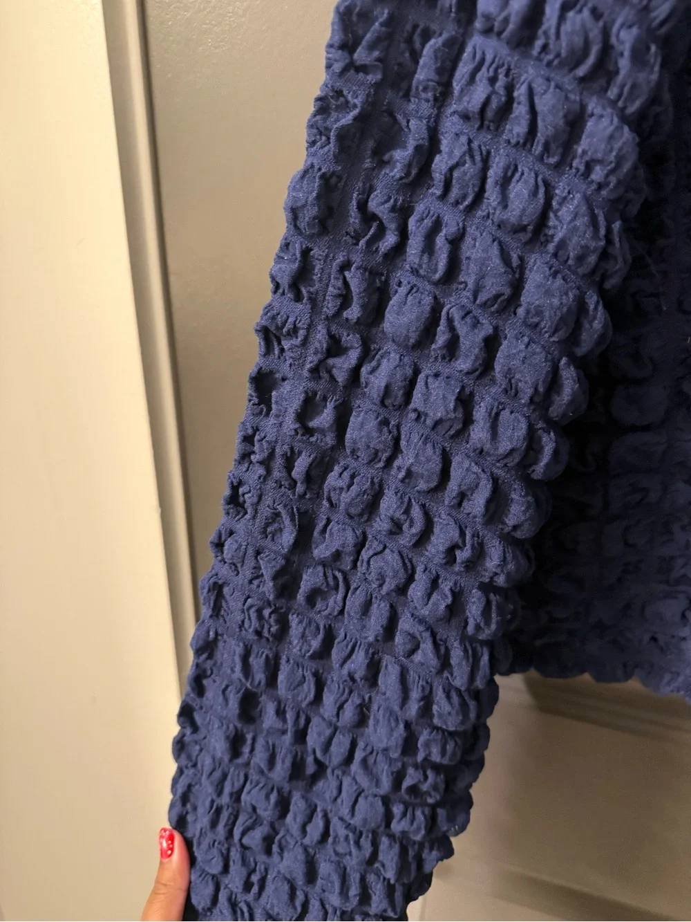 NWOT Zara Textured Navy Blue Bubble Knit Sweater